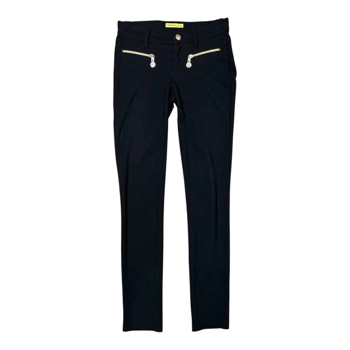 VINTAGE VERSACE JEANS BLACK ZIP DETAIL SLIM FIT TROUSERS-1
