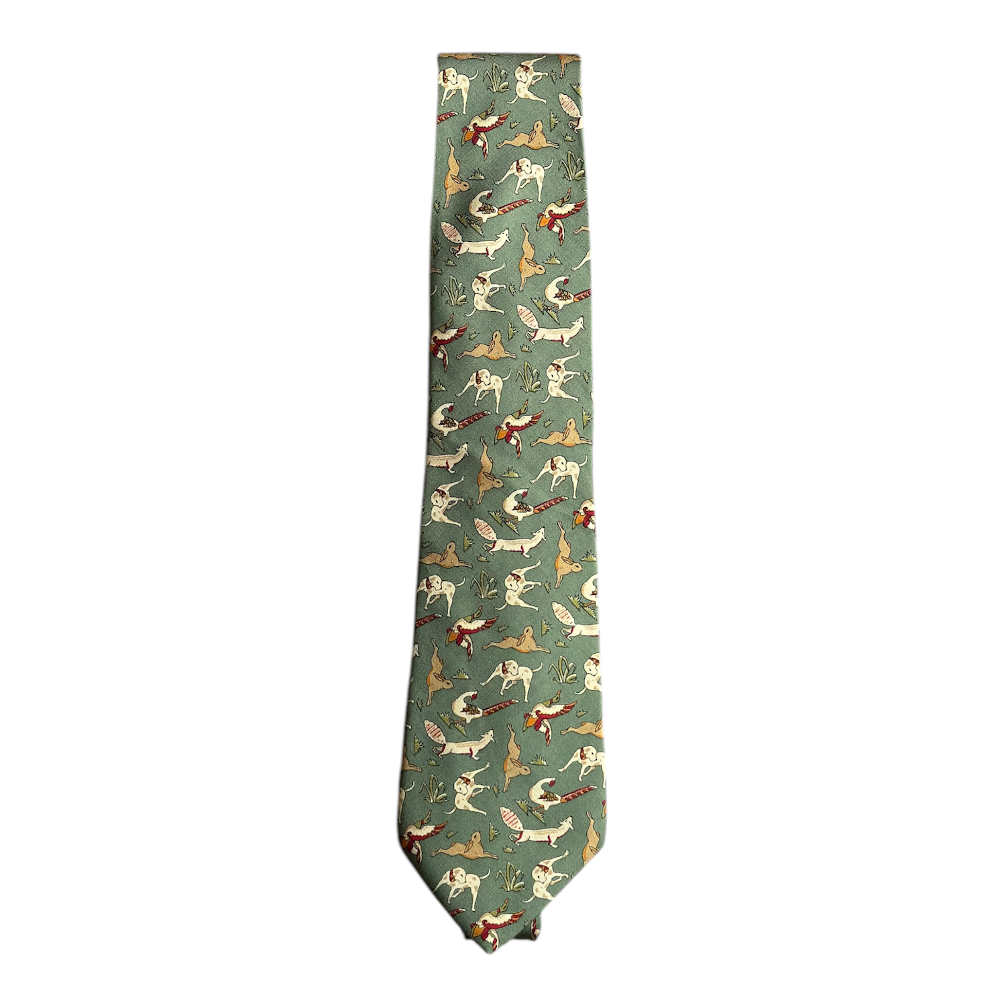 VINTAGE SALVATORE FERRAGAMO NOVELTY ANIMAL PRINT SILK TIE-1