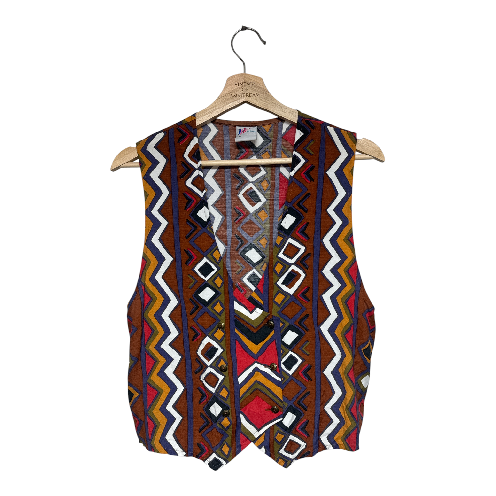 VINTAGE GEOMETRIC PRINT VEST-1