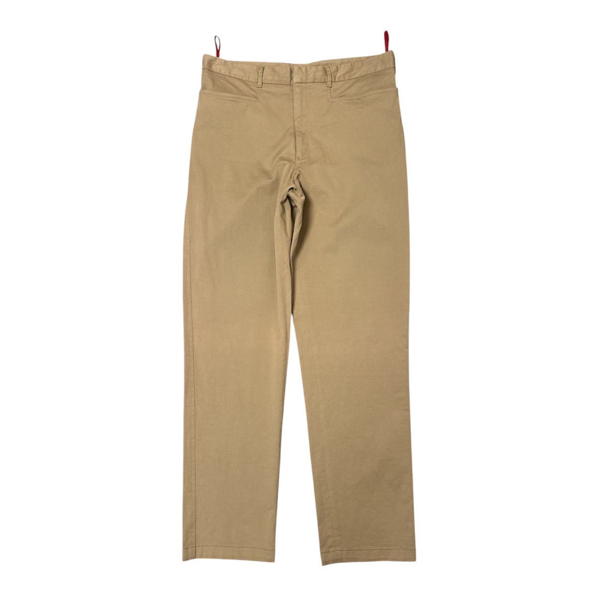 VINTAGE PRADA ARCHIVE BEIGE RED TAP MINIMALIST CHINO TROUSERS-1