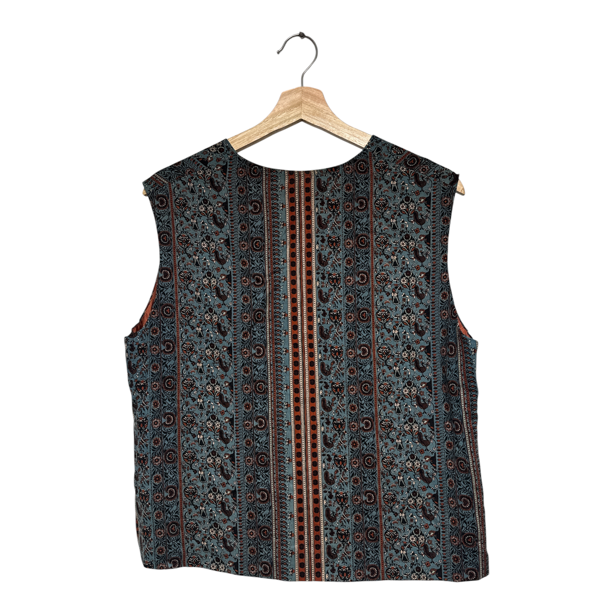 VINTAGE TEAL & RUST PAISLEY PATTERN VEST-2