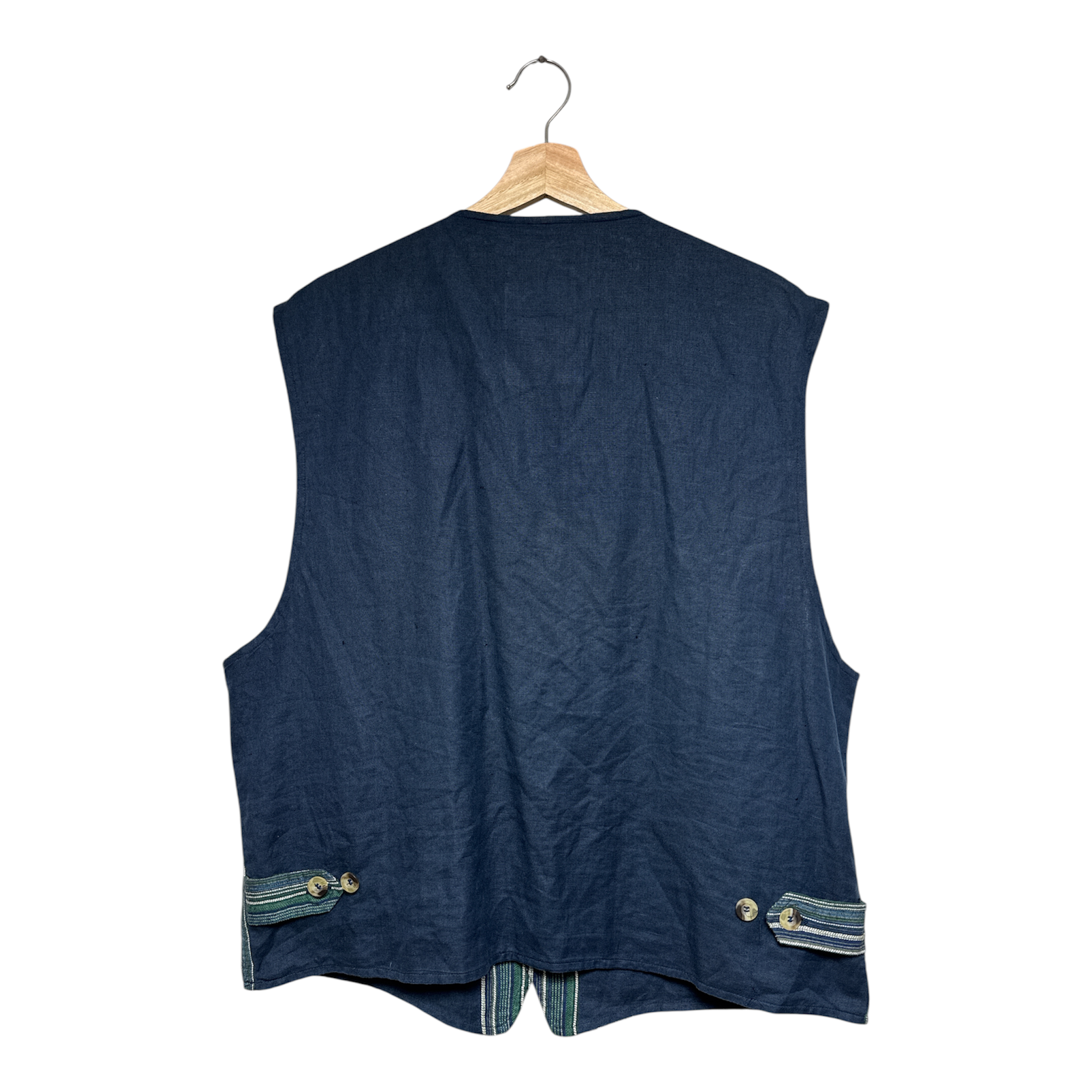 VINTAGE GREEN & BLUE STRIPED VEST-2