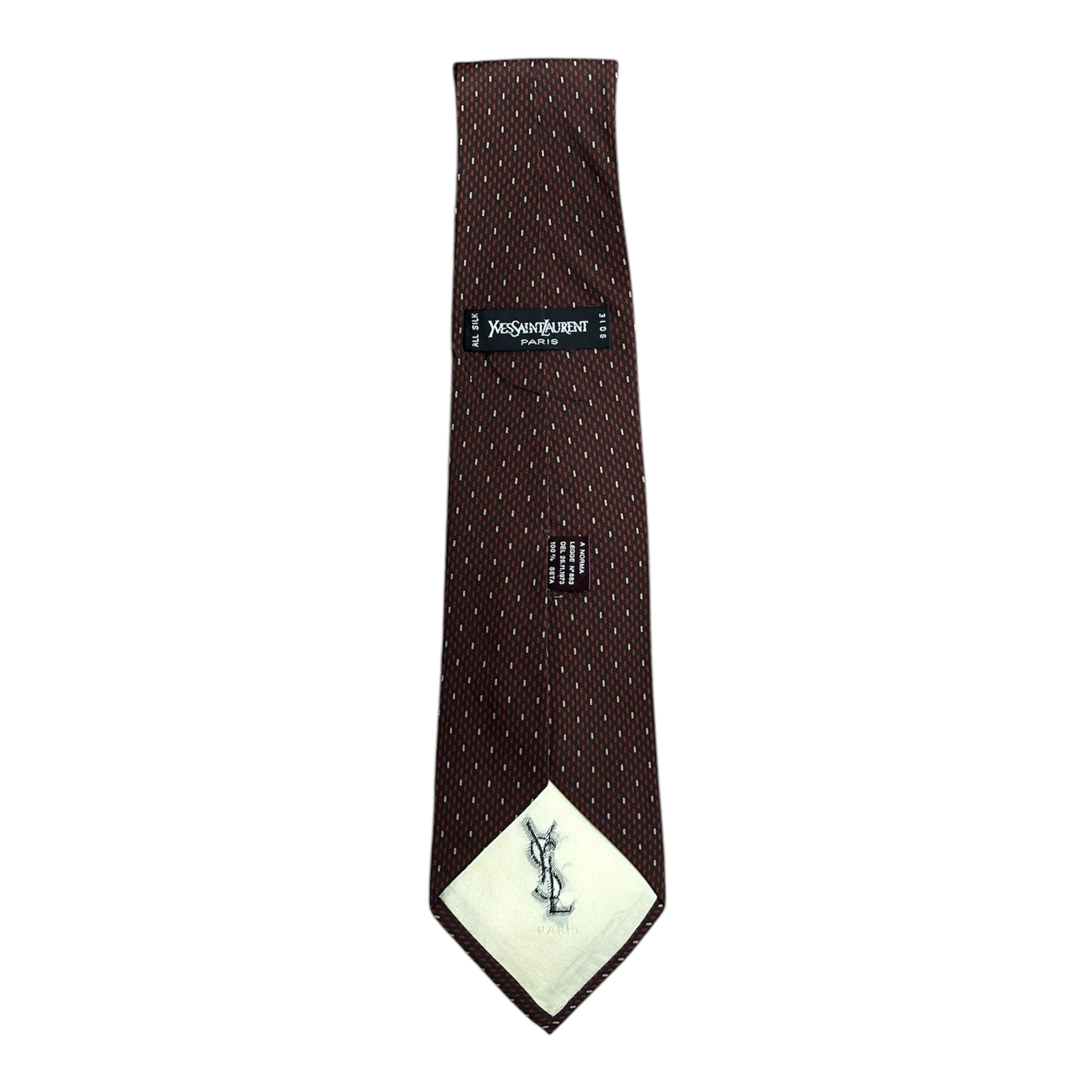 VINTAGE YVES SAINT LAURENT BURGUNDY TEXTURED SILK TIE-2