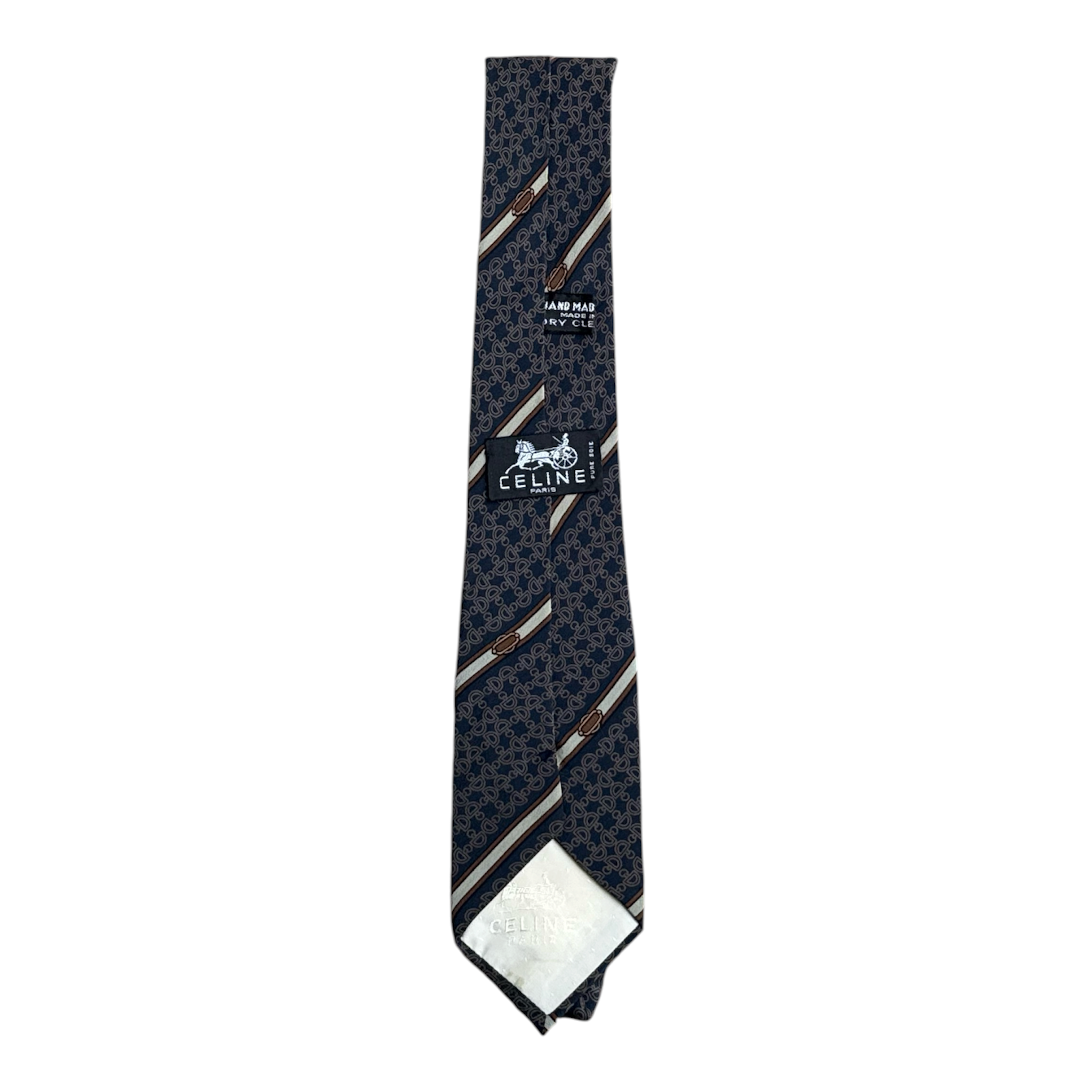 VINTAGE CELINE PARIS MONOGRAM STRIPE SILK TIE-2