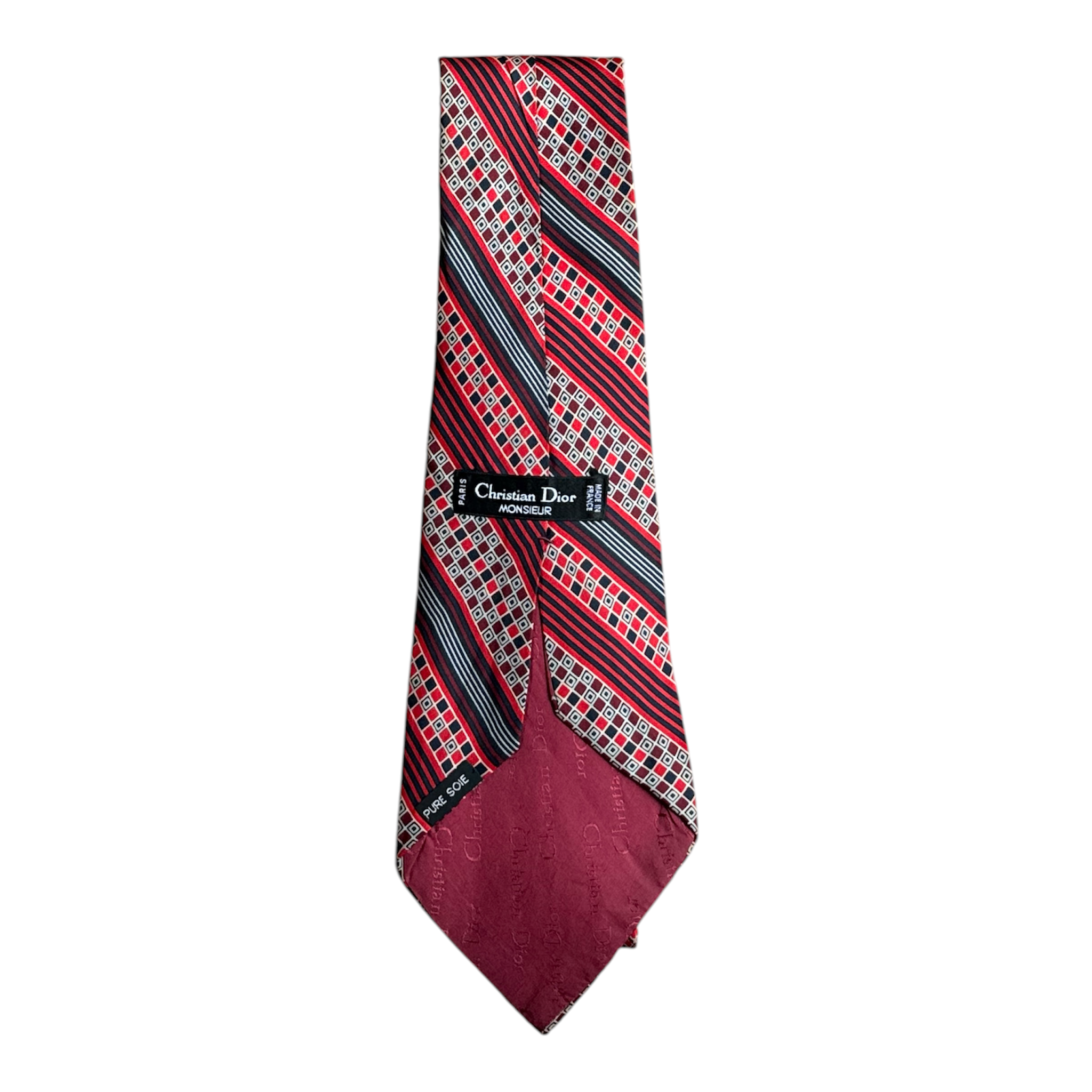 VINTAGE CHRISTIAN DIOR MONSIEUR GEOMETRIC STRIPE SILK TIE-2