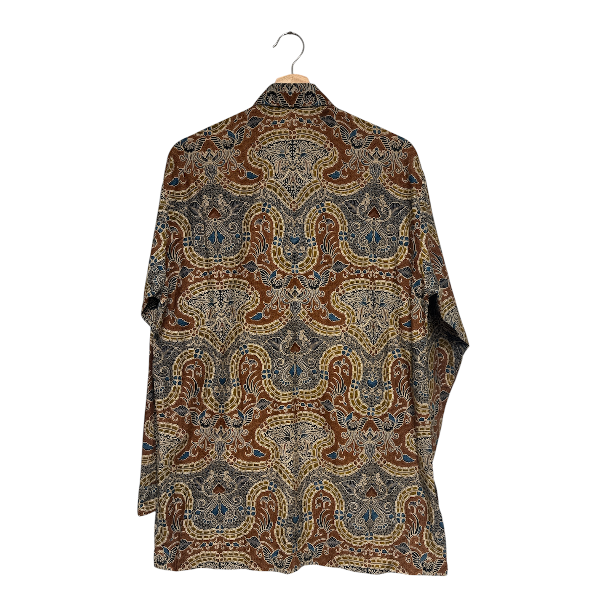VINTAGE ORNATE PAISLEY PATTERN LONG SLEEVE BUTTON-UP SHIRT-2