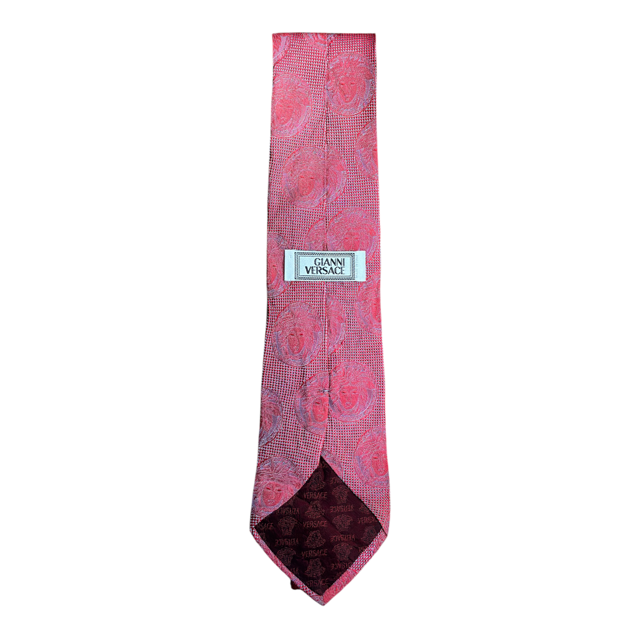 VINTAGE GIANNI VERSACE RED MEDUSA JACQUARD SILK TIE-2