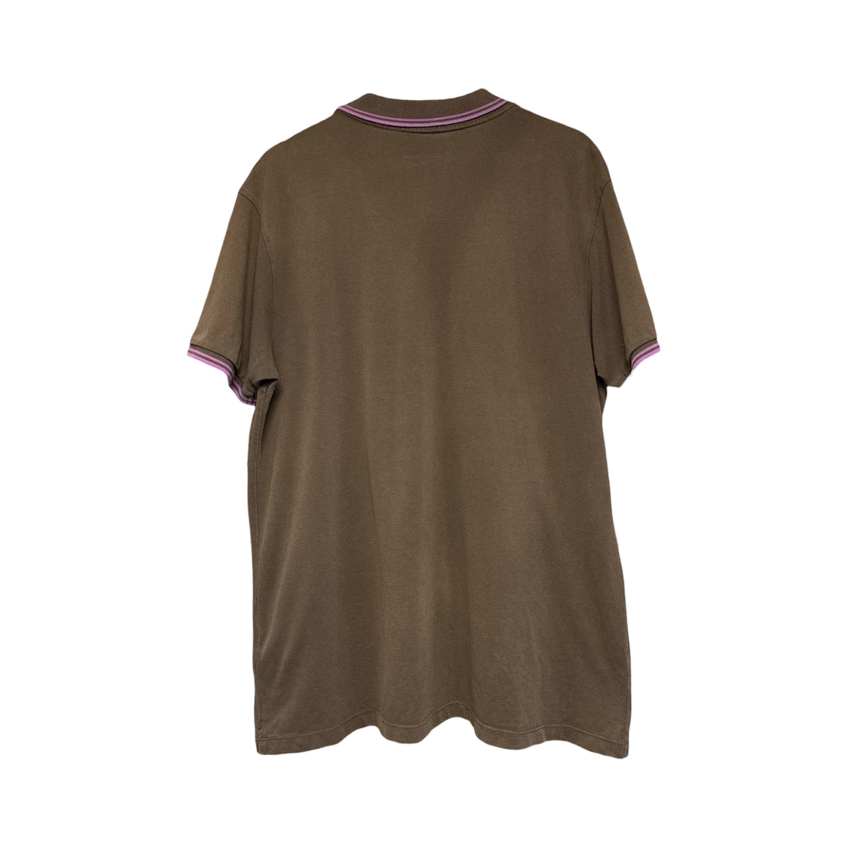 VINTAGE MONCLER STRIPED TRIM POLO SHIRT IN BROWN-2