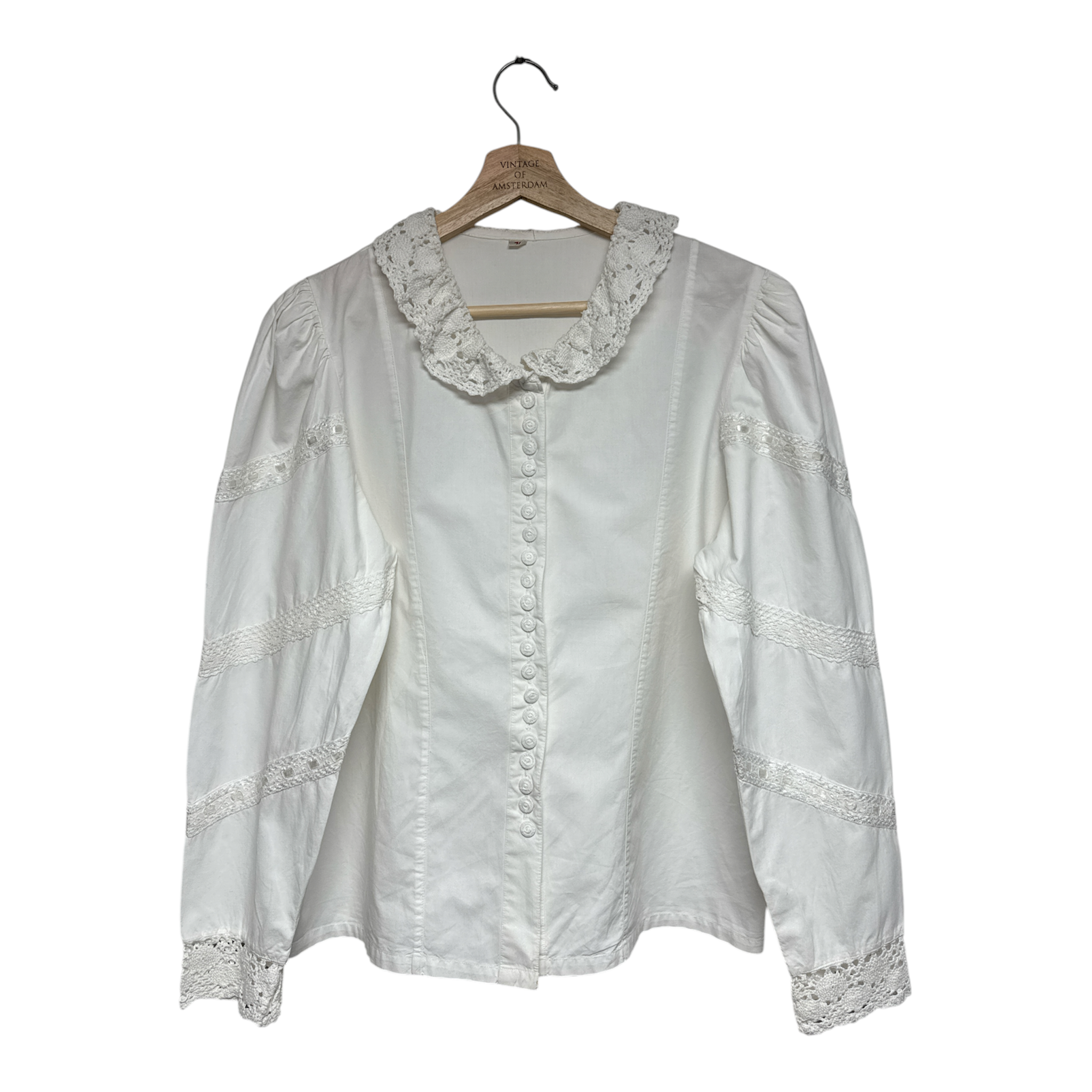 VINTAGE WHITE LACE BLOUSE ROMANTIC PRAIRIE COTTAGECORE TOP