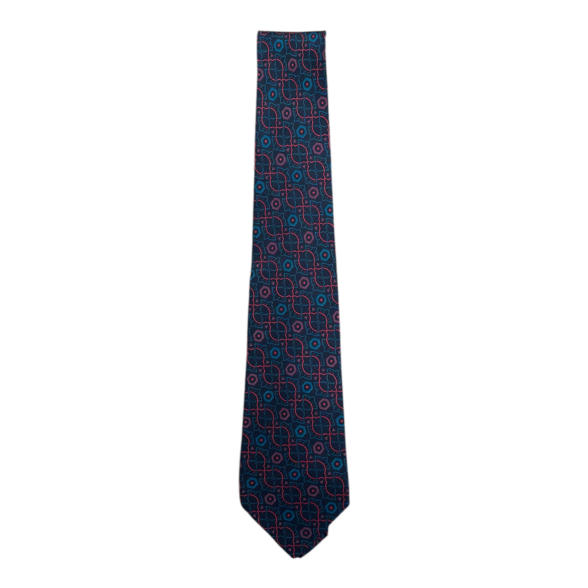 VINTAGE CHRISTIAN DIOR MONSIEUR GEOMETRIC SILK NECKTIE-1