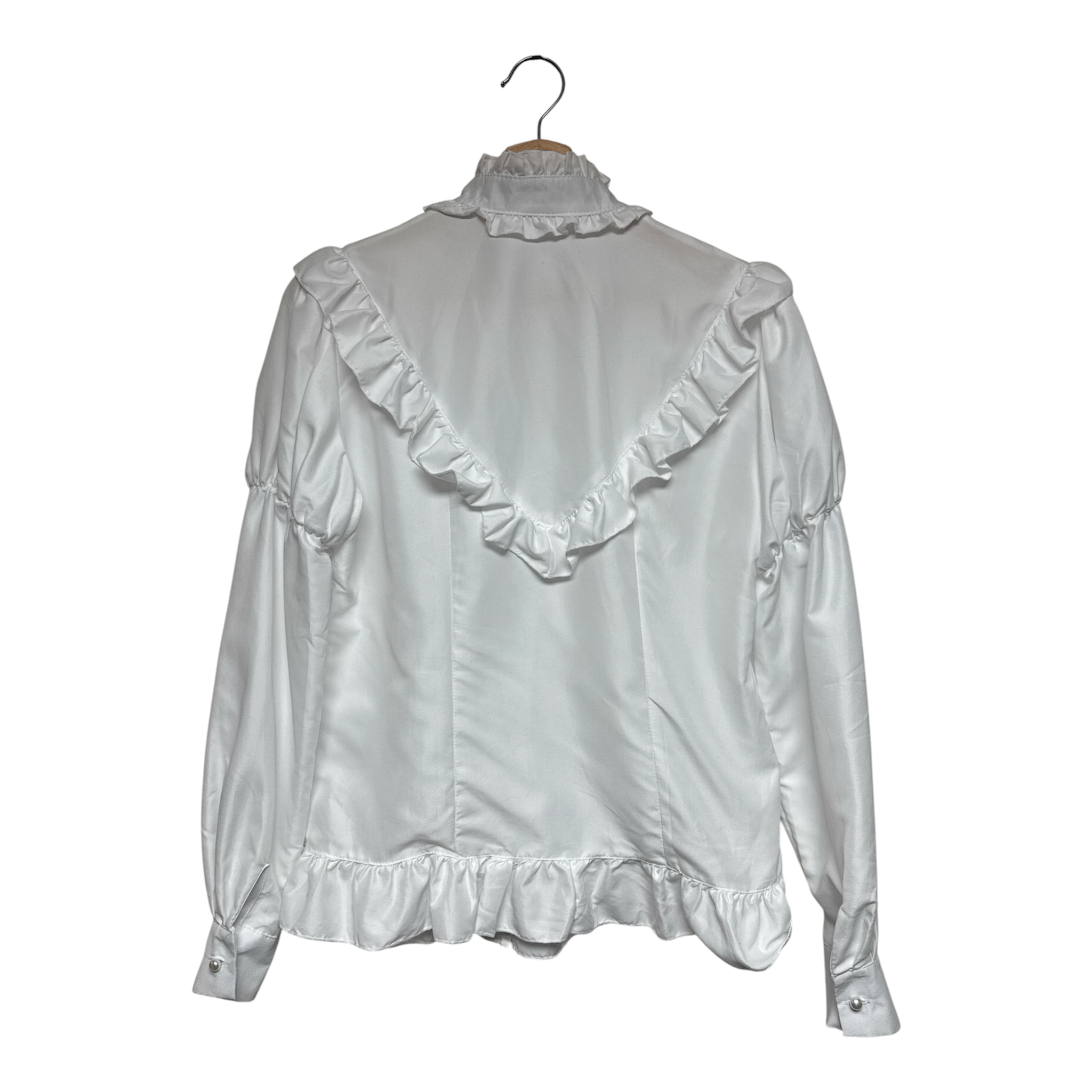 VINTAGE WHITE RUFFLE BLOUSE-2