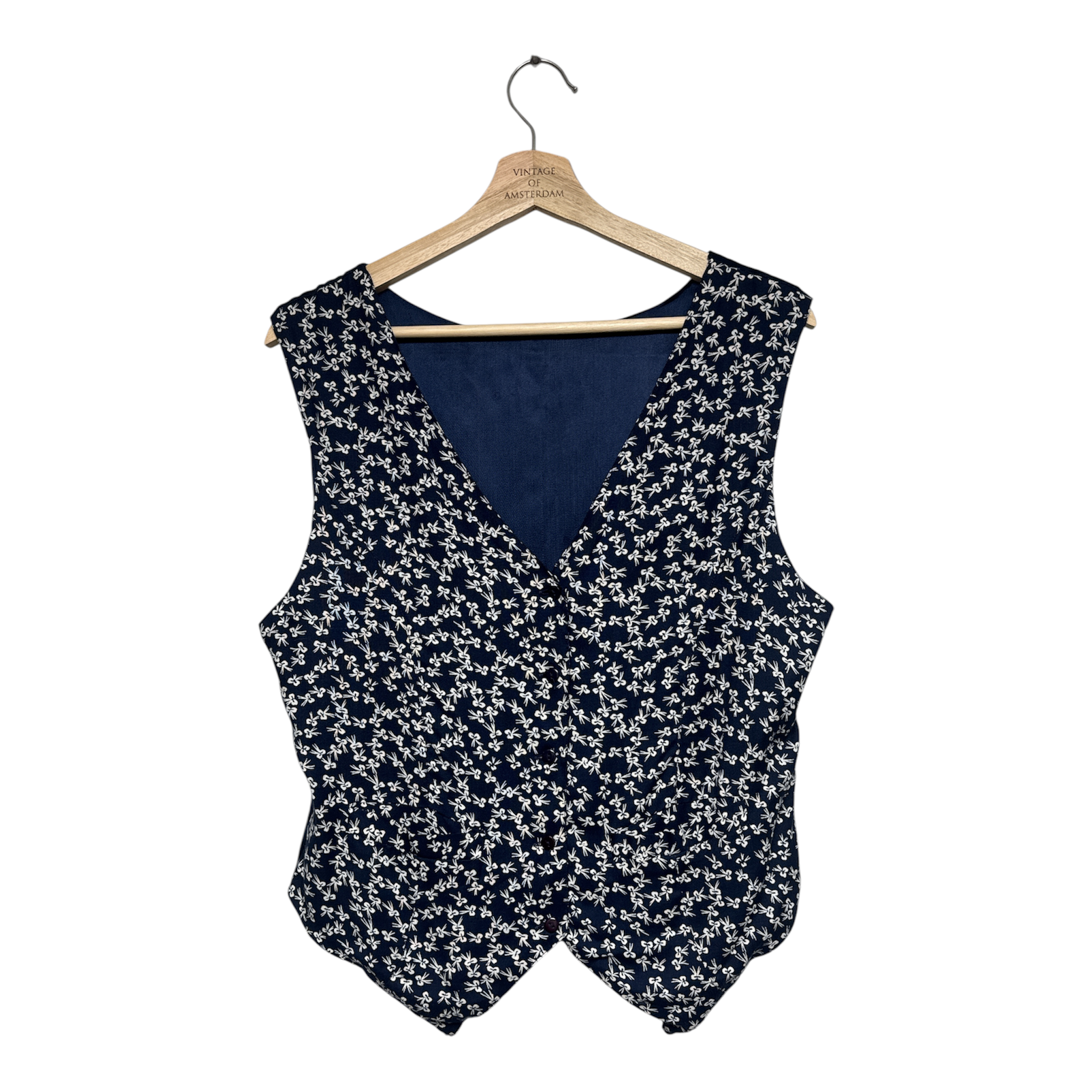 VINTAGE NAVY BLUE FLORAL VEST