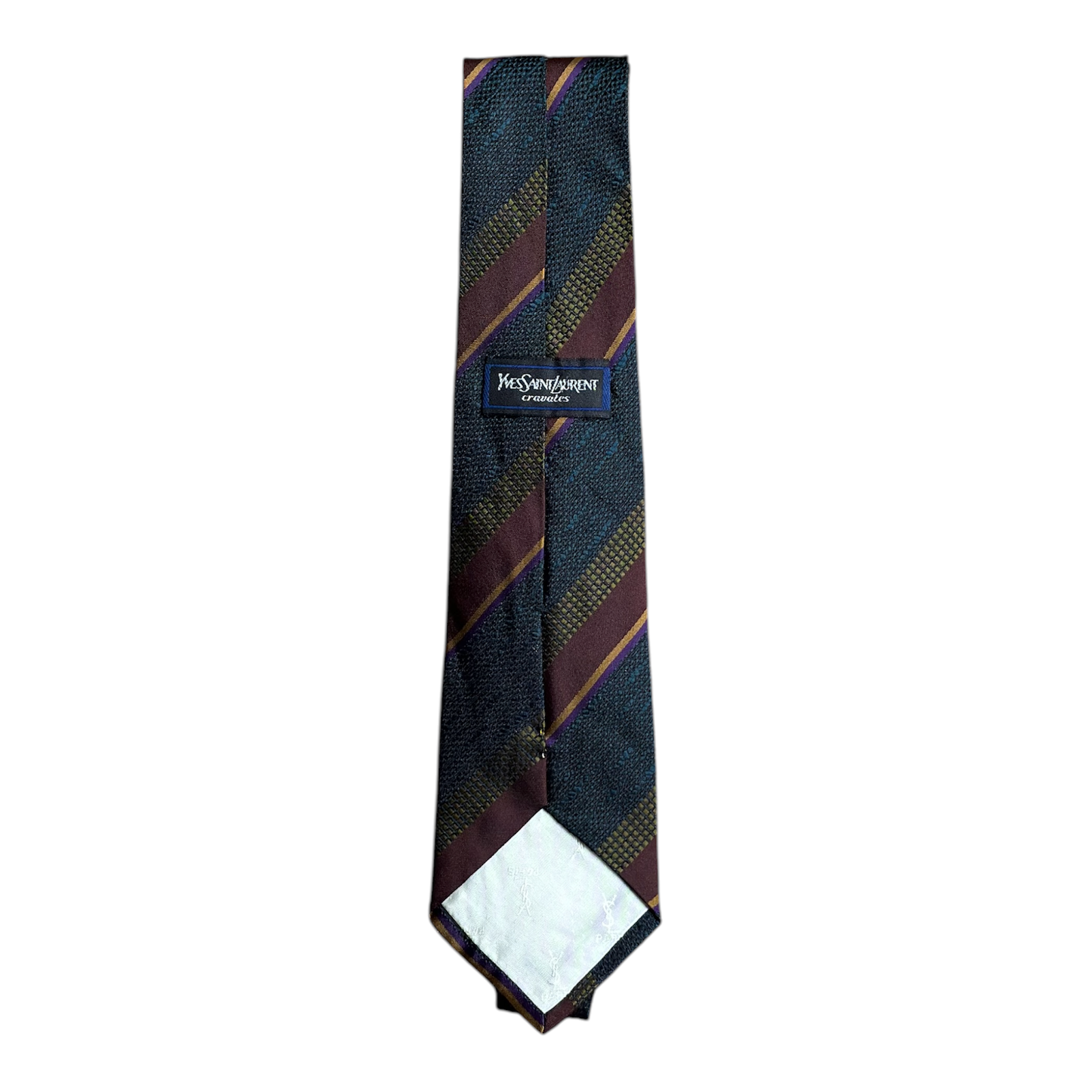 VINTAGE YVES SAINT LAURENT REGIMENTAL STRIPE SILK TIE-2