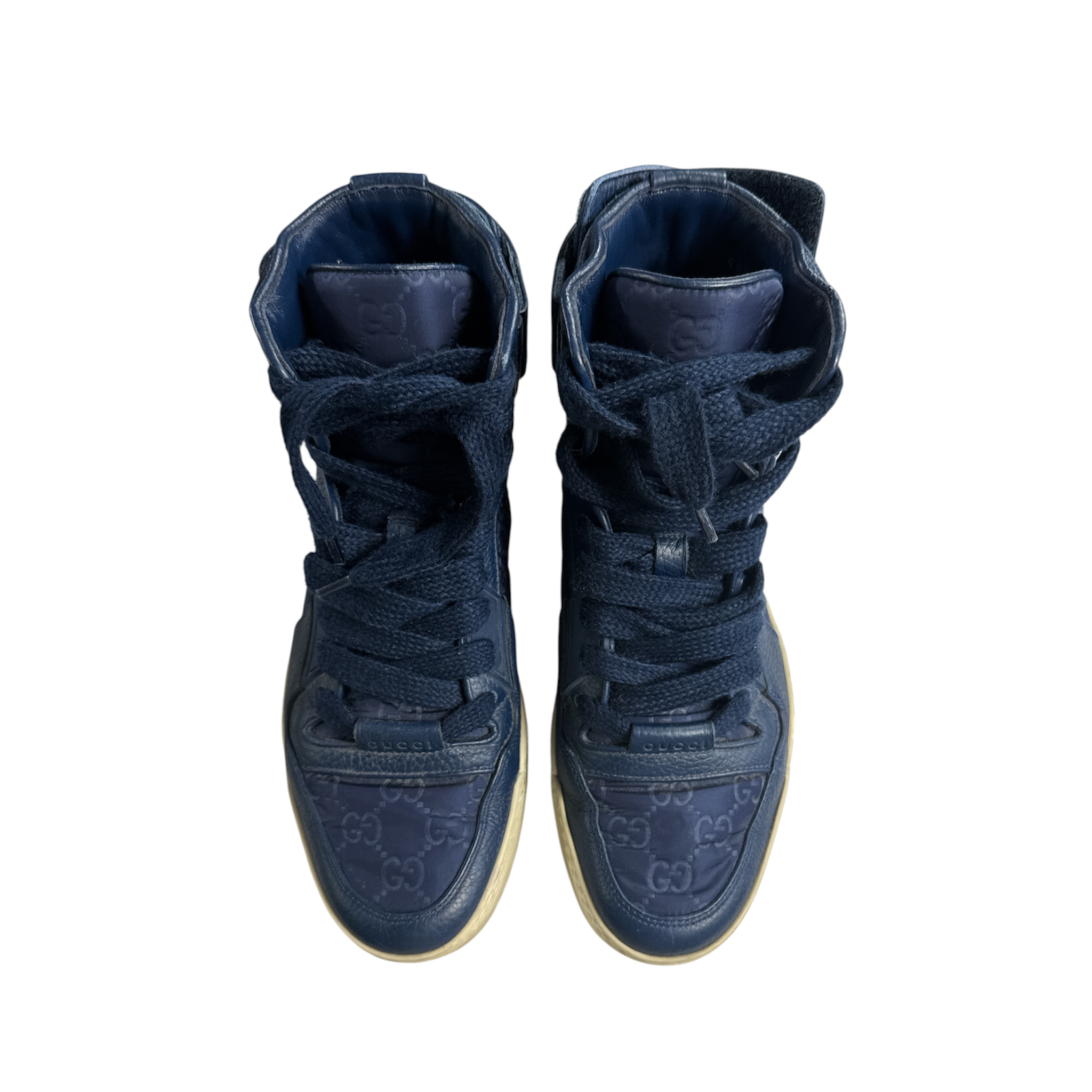 VINTAGE GUCCI GG NYLON AND LEATHER HIGH-TOP SNEAKERS-2