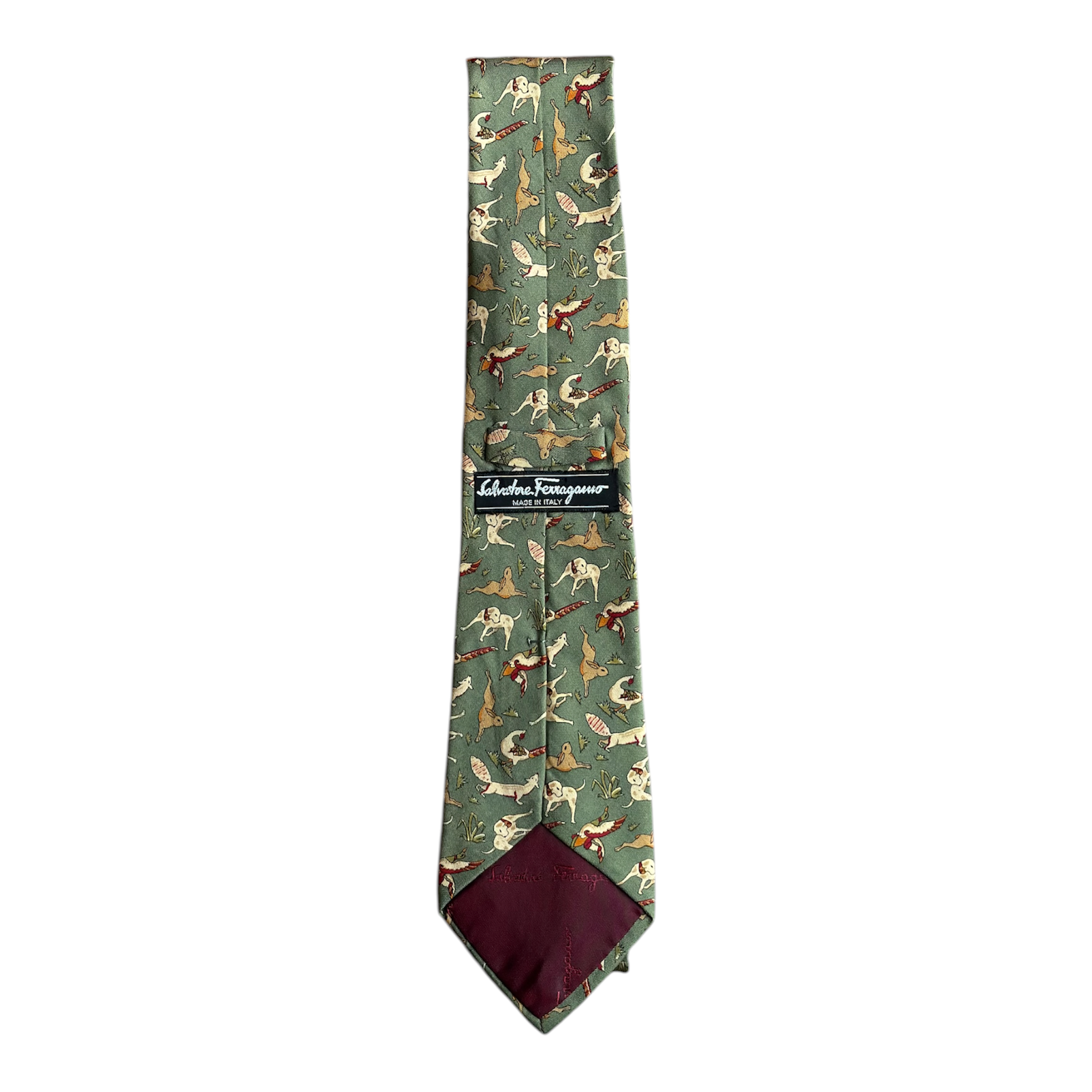 VINTAGE SALVATORE FERRAGAMO NOVELTY ANIMAL PRINT SILK TIE-2