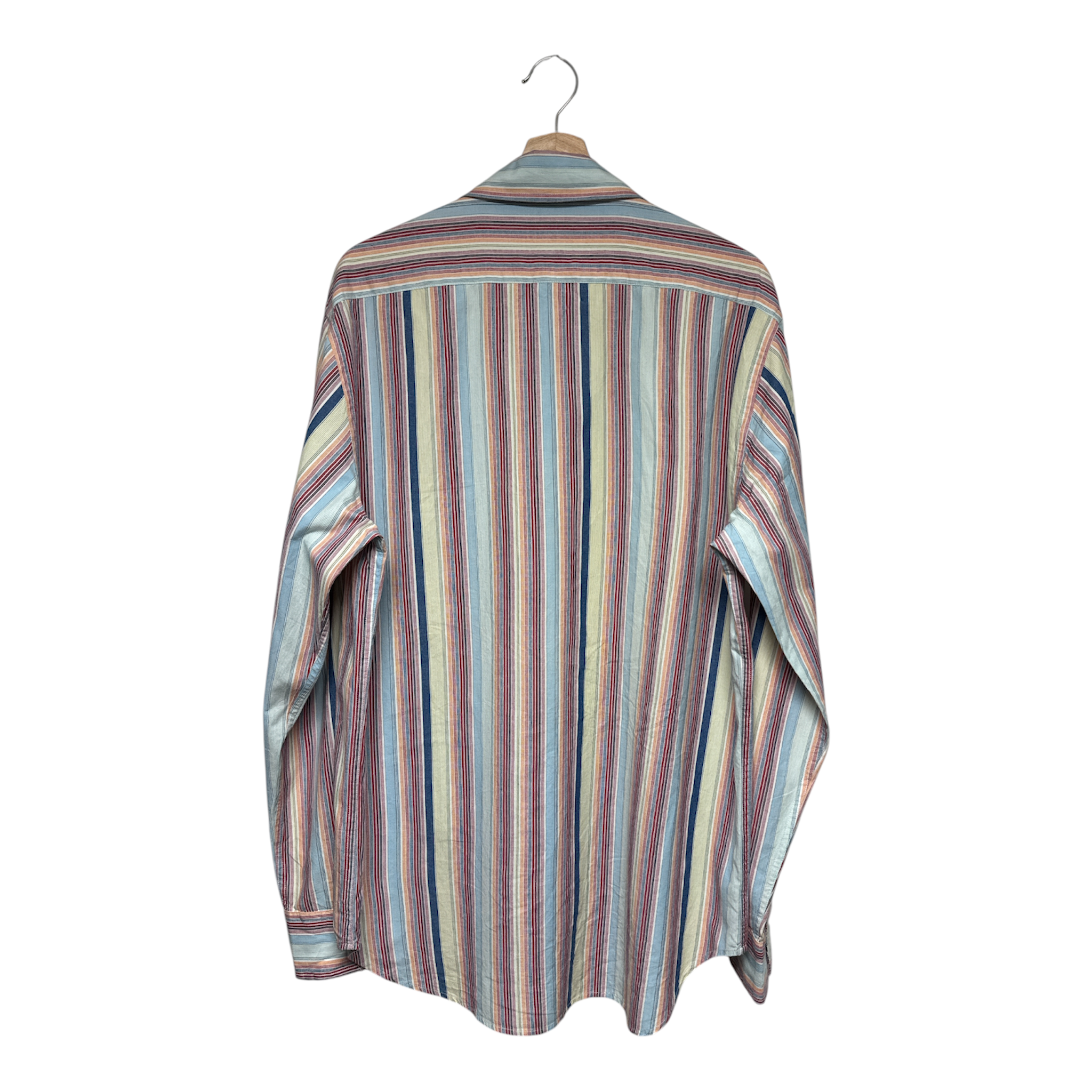 VINTAGE MULTICOLOR STRIPED BUTTON-UP SHIRT WITH EMBROIDERED DETAIL-2