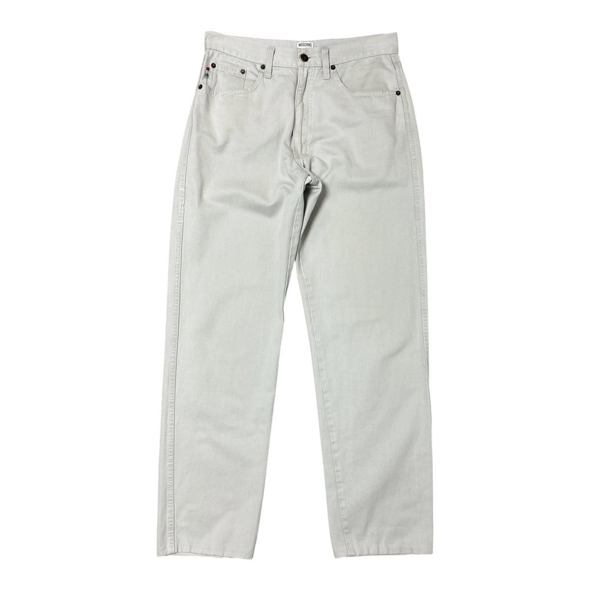 VINTAGE MOSCHINO LIGHT GREY CASUAL DENIM TROUSERS-1