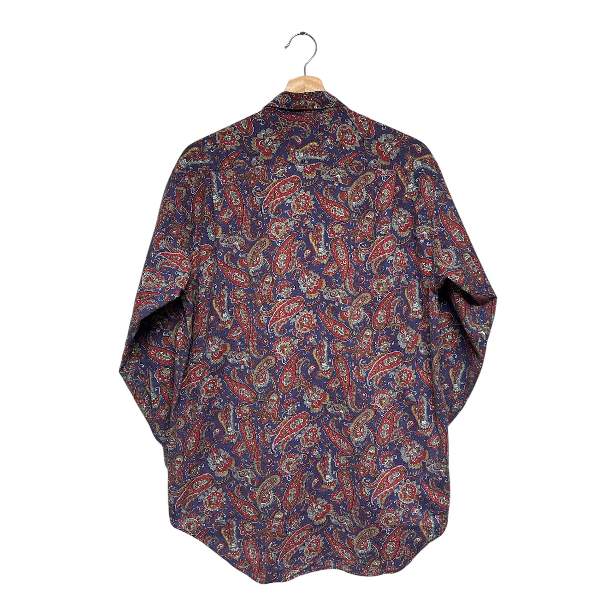 VINTAGE UNITED COLORS OF BENETTON PAISLEY PRINT LONG SLEEVE BUTTON-UP SHIRT-2