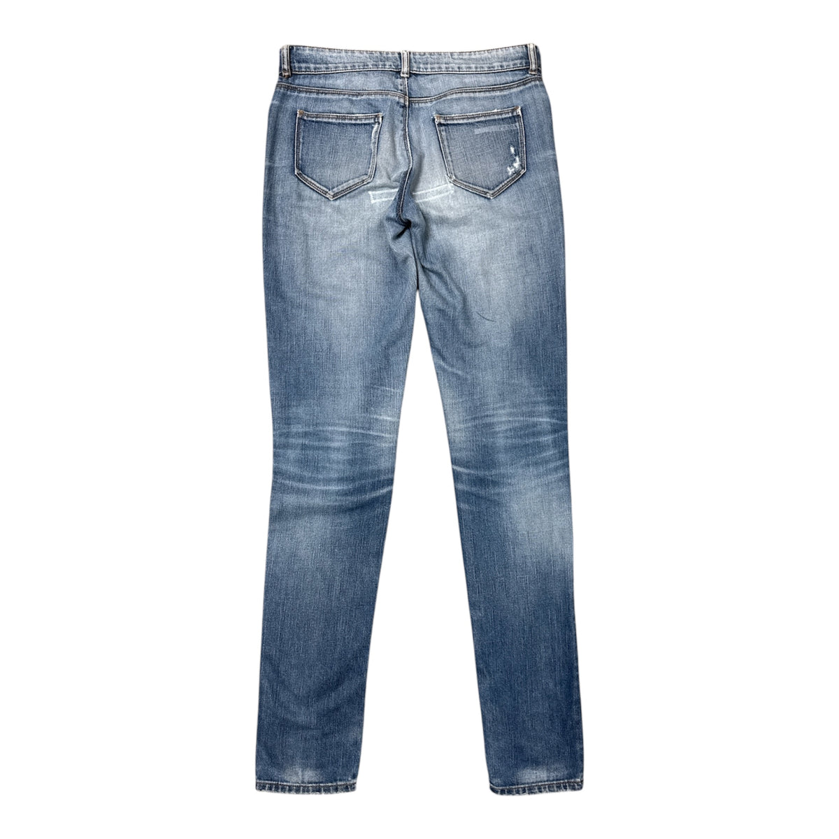 VINTAGE PRADA MEDIUM WASHED DISTRESSED WHISKERED SLIM LEG DENIM JEANS-2