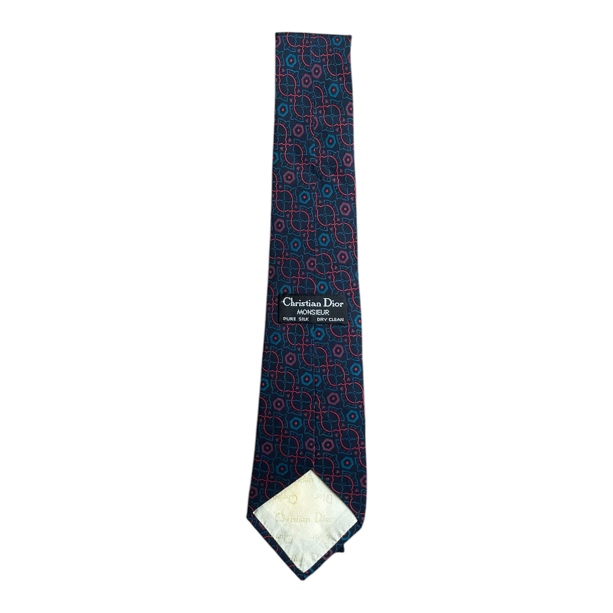 VINTAGE CHRISTIAN DIOR MONSIEUR GEOMETRIC SILK NECKTIE-2