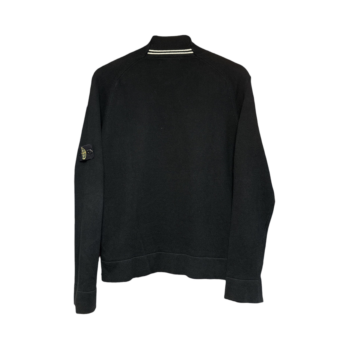 VINTAGE STONE ISLAND BLACK MOCK NECK KNIT SWEATER WITH ICONIC COMPASS BADGE-2