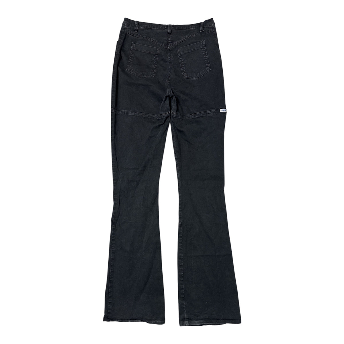VINTAGE ONYX BLACK HORIZONTAL SEAMED FLARED JEANS-2