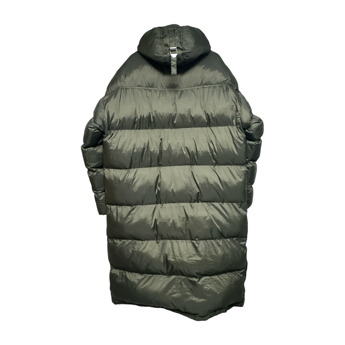 VINTAGE SCHOTT NYC OLIVE GREEN GLOSSY PUFFER LONG COAT-2