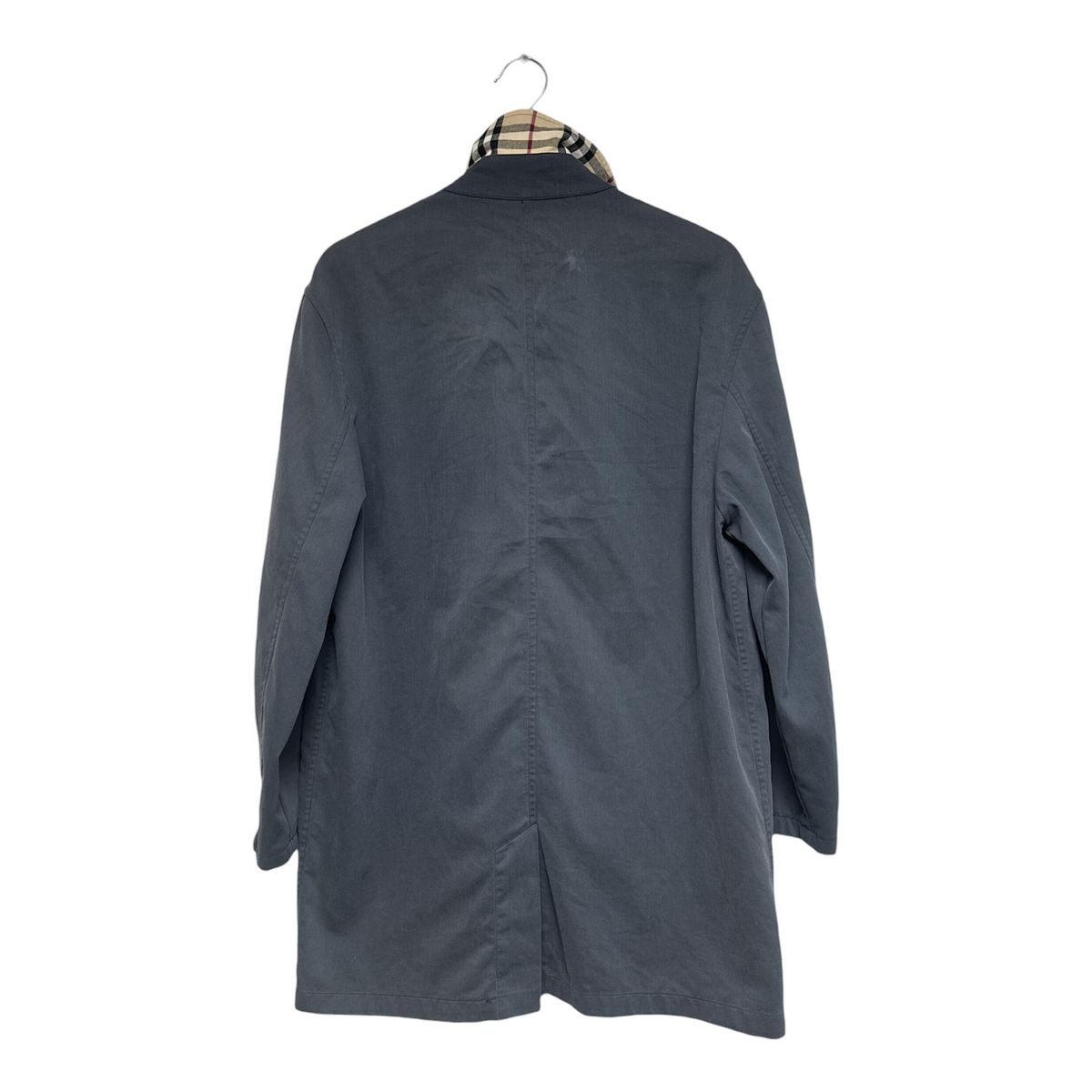 VINTAGE BURBERRY DARK GREY COTTON BLEND LONG JACKET-2