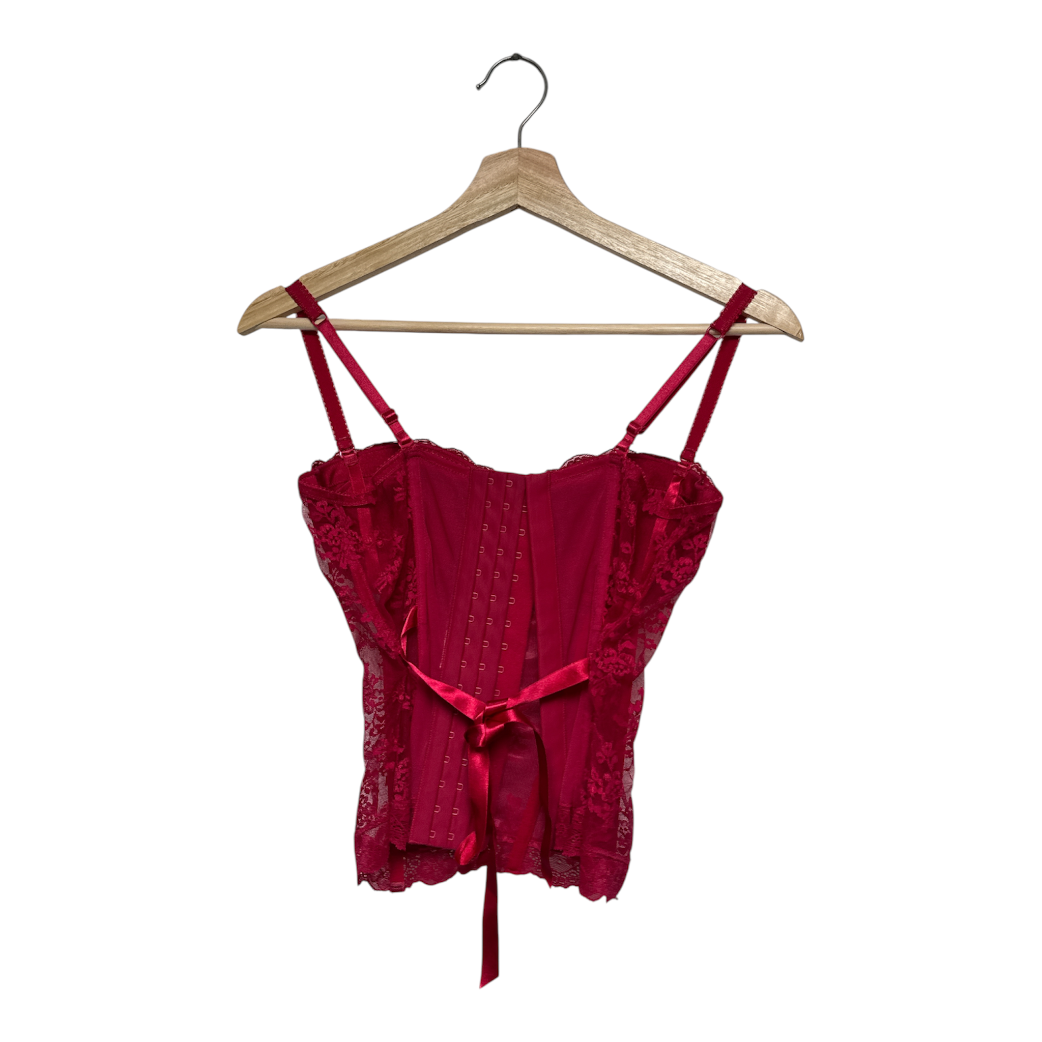 VINTAGE RED LACE BUSTIER CORSET TOP-2