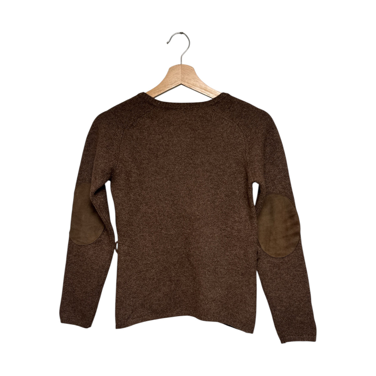 VINTAGE BURBERRY LONDON WOOL V-NECK SWEATER WITH SUEDE ELBOW PATCHES-2