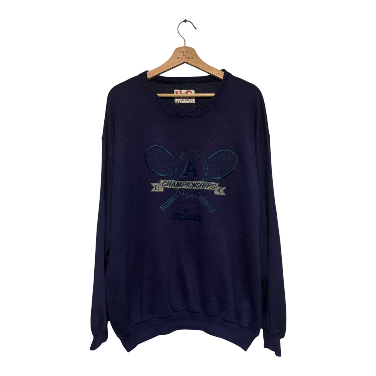 VINTAGE ACTIVE NAVY BLUE TENNIS CHAMPIONSHIPS EMBROIDERED CREWNECK SWEATSHIRT-1