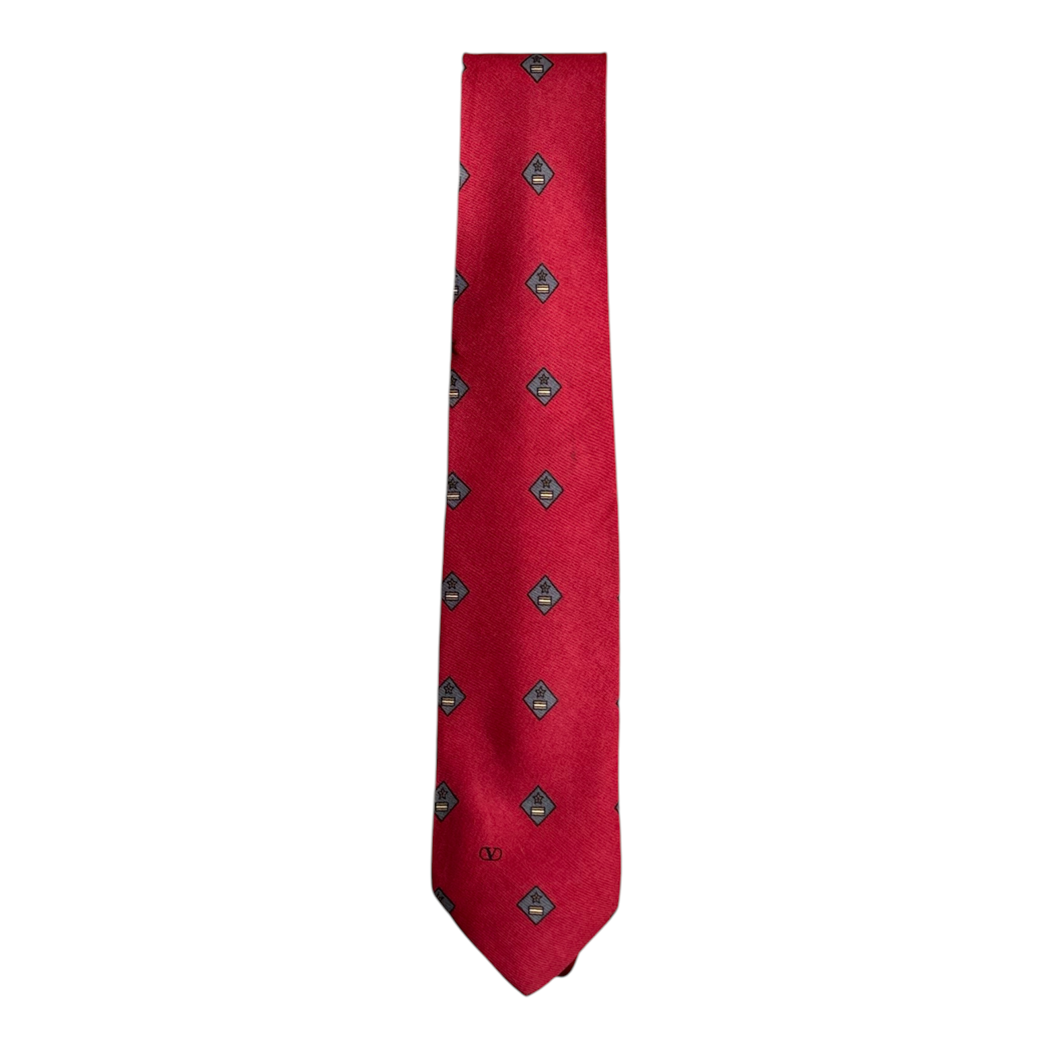 VINTAGE VALENTINO CRAVATTE RED MEDALLION SILK TIE-1
