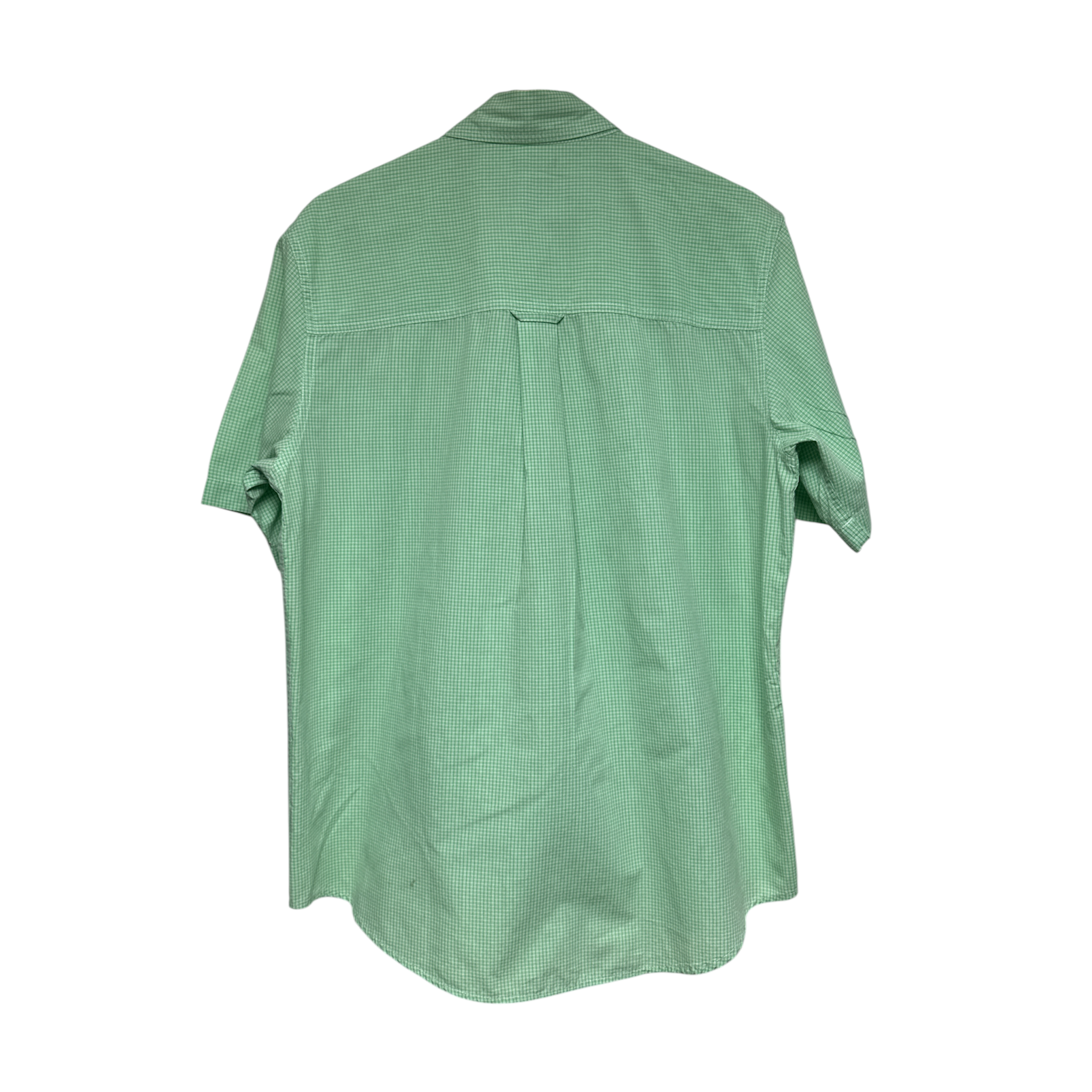 VINTAGE CHAPS GREEN CHECK SHORT SLEEVE BUTTON-DOWN SHIRT WITH CHEST POCKET-2