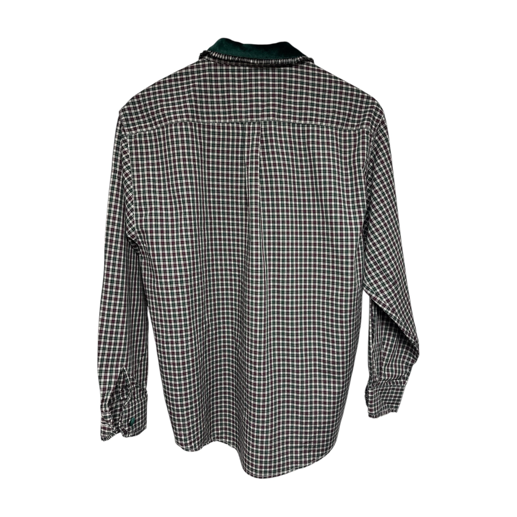 Vintage Velvet Collared Checked Blouse-2