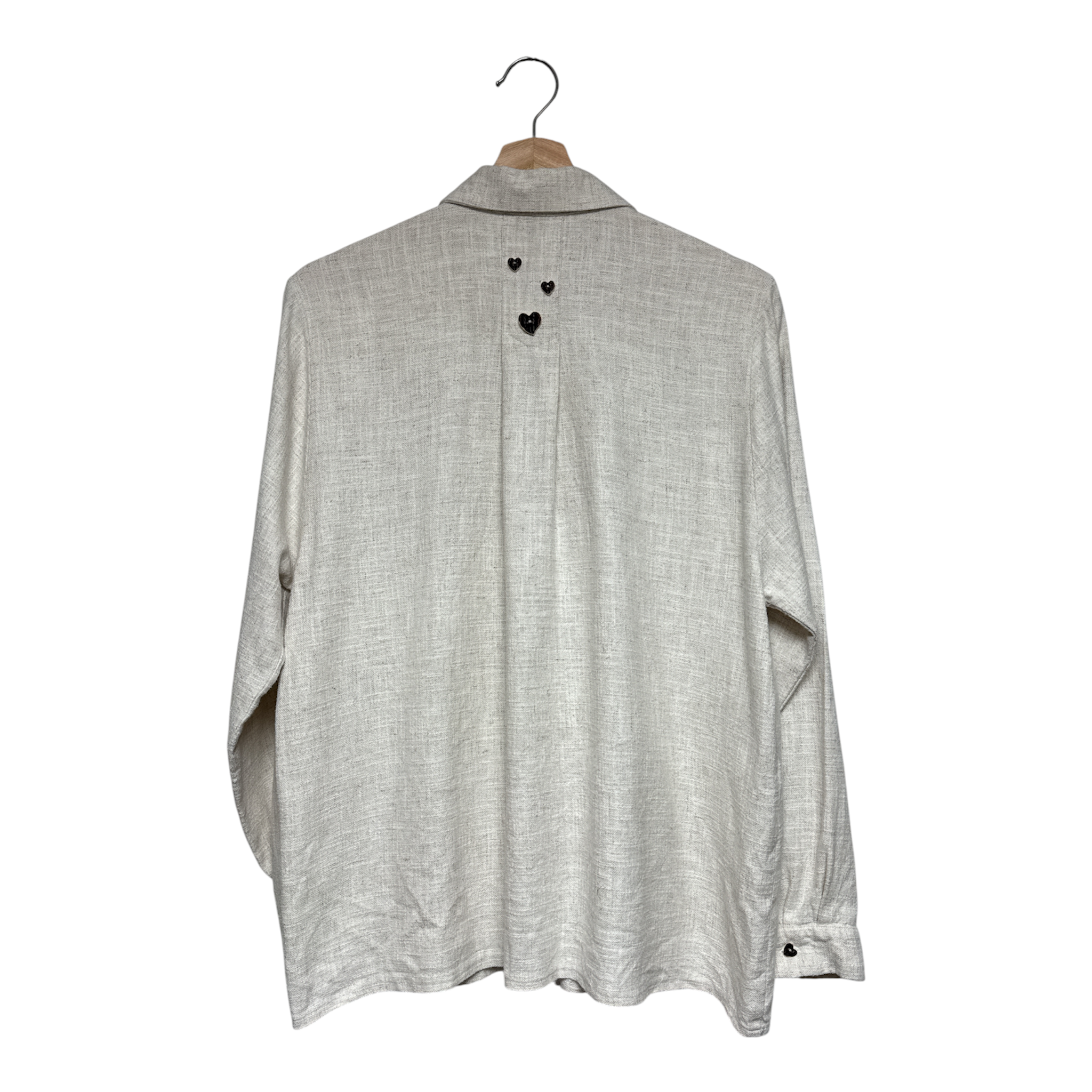 VINTAGE LINEN BUTTON-UP SHIRT WITH EMBROIDERED PLACKET-2